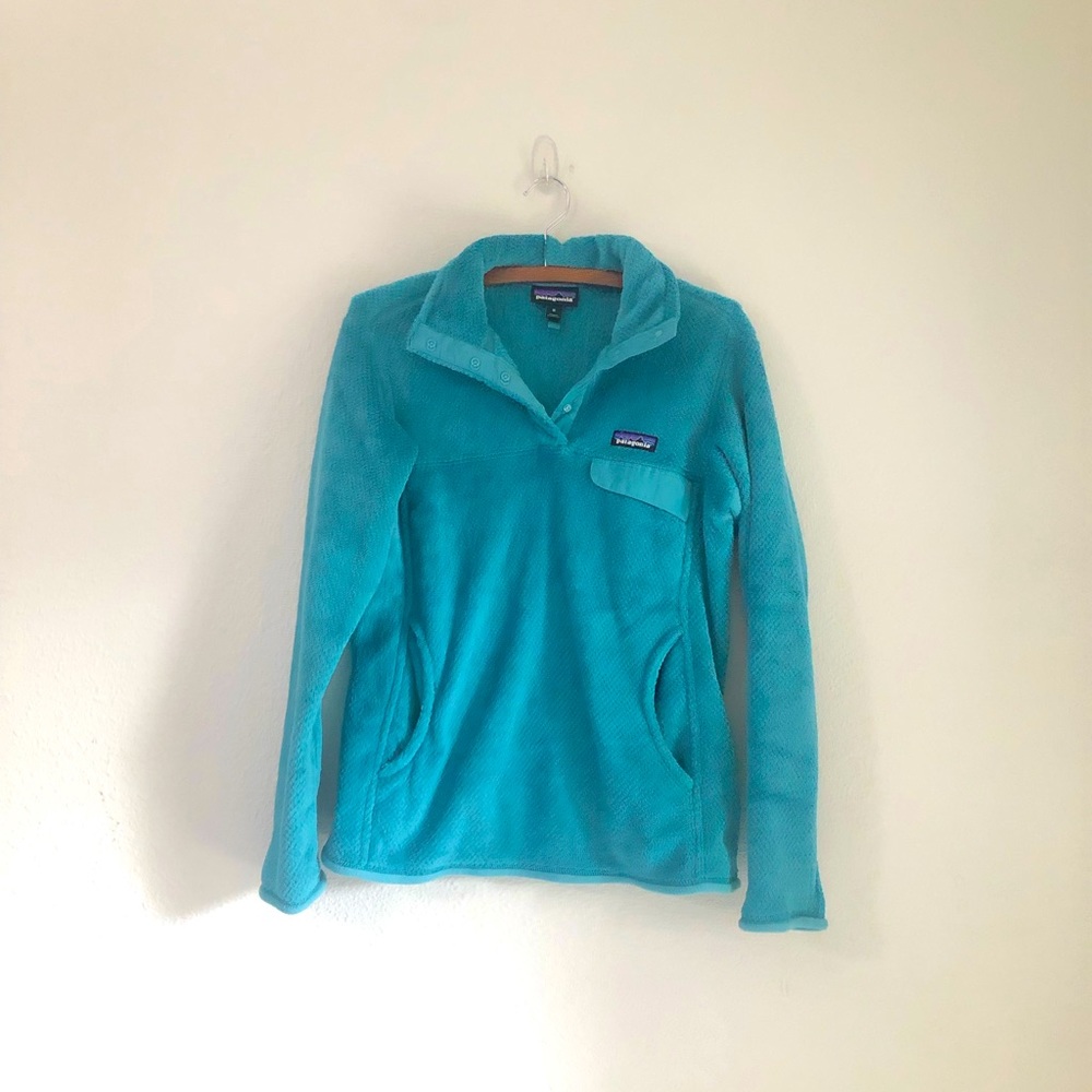 Patagonia Turquoise Fleece Snap Pullover Sweater